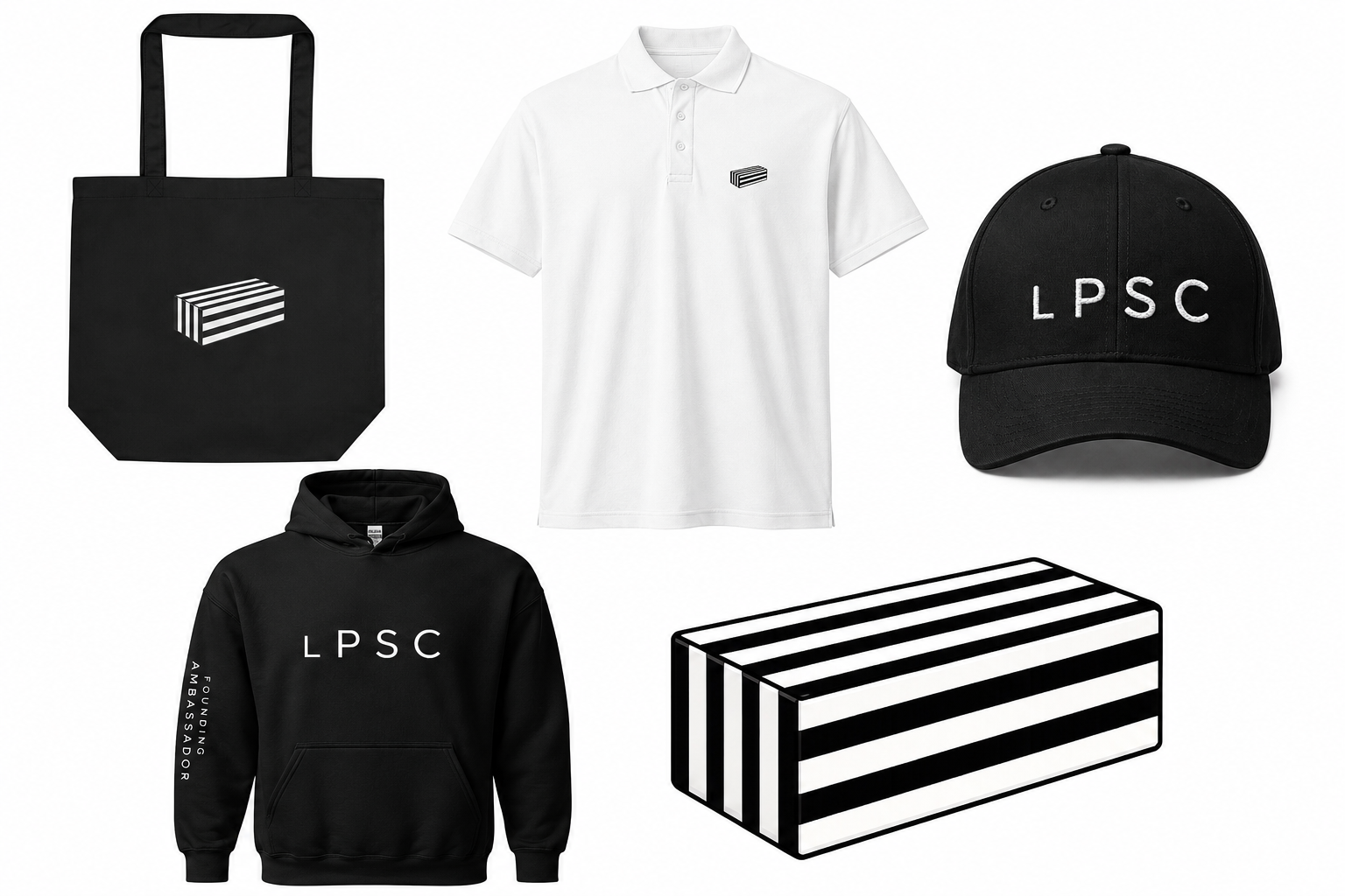 The limited-edition LPSC Founding Ambassador merchandise collection